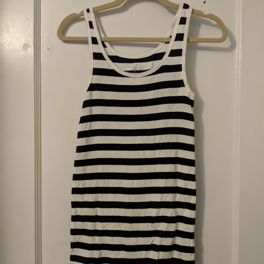 Navy and white striped tank